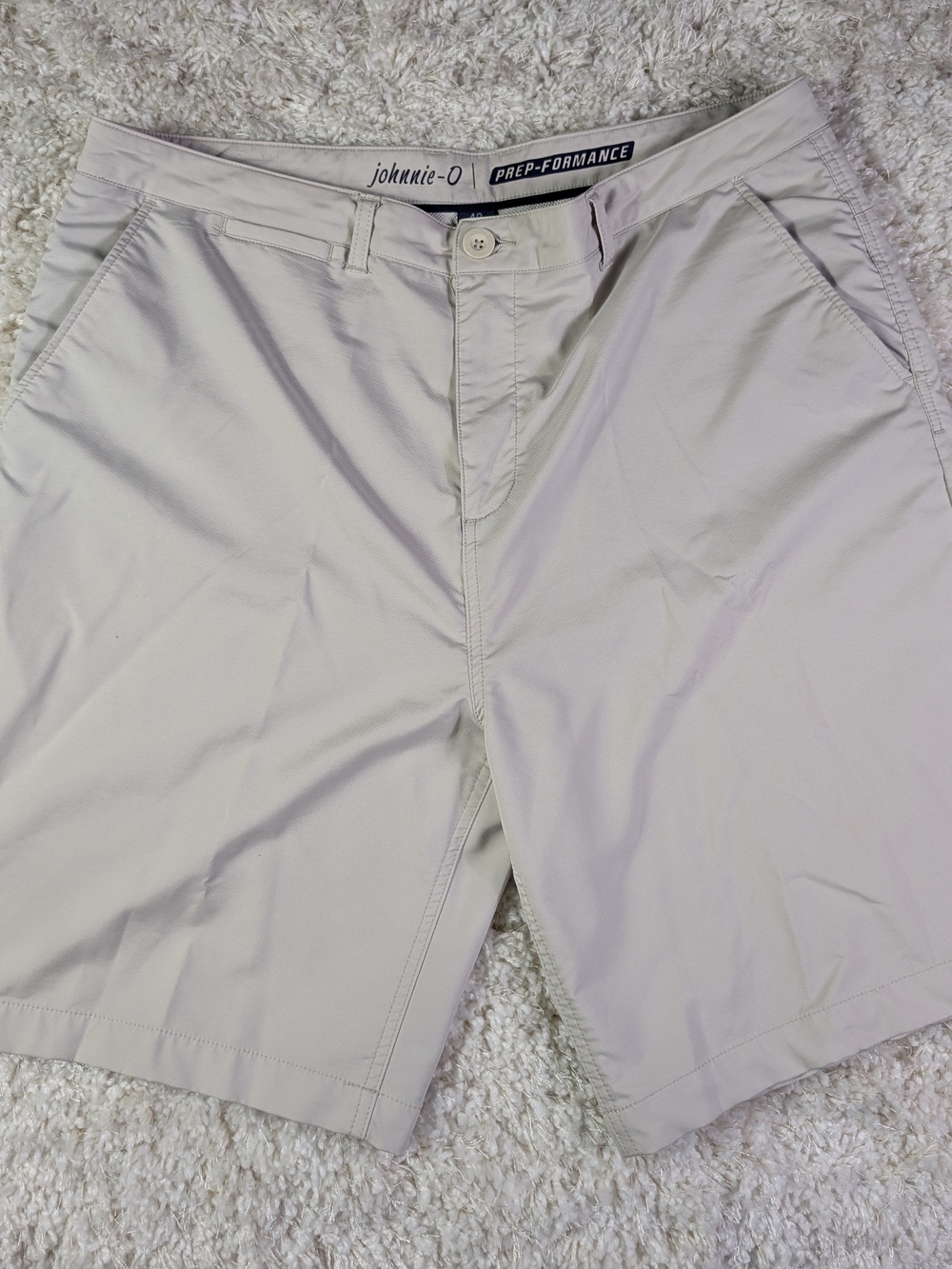 johnnie-O Light Beige Flat Front Performance Shorts